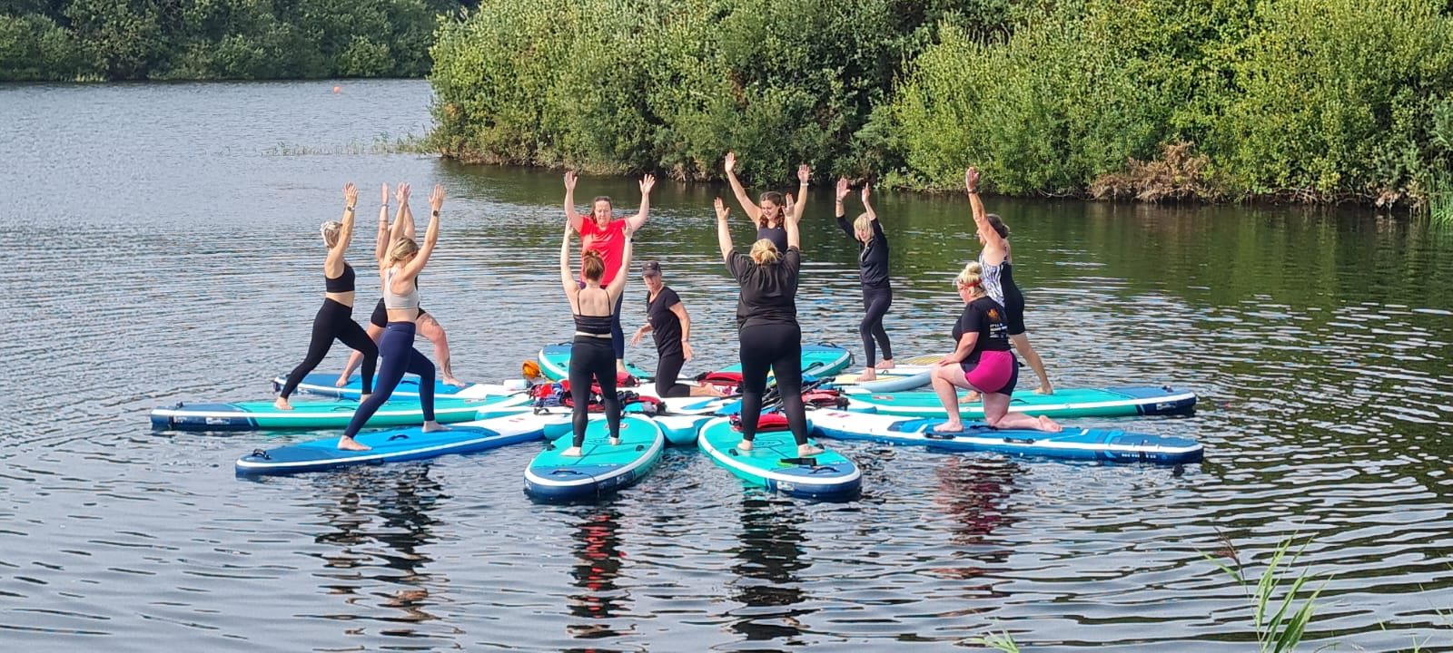 Paddleboard group on the lake