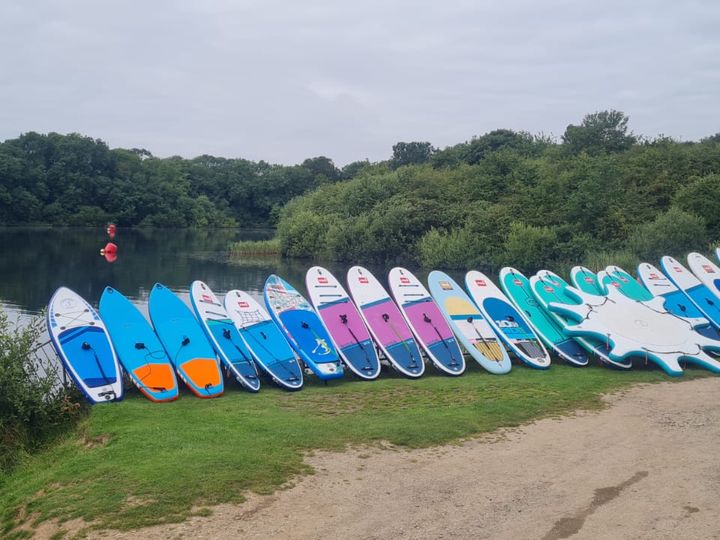 Boards along the lake